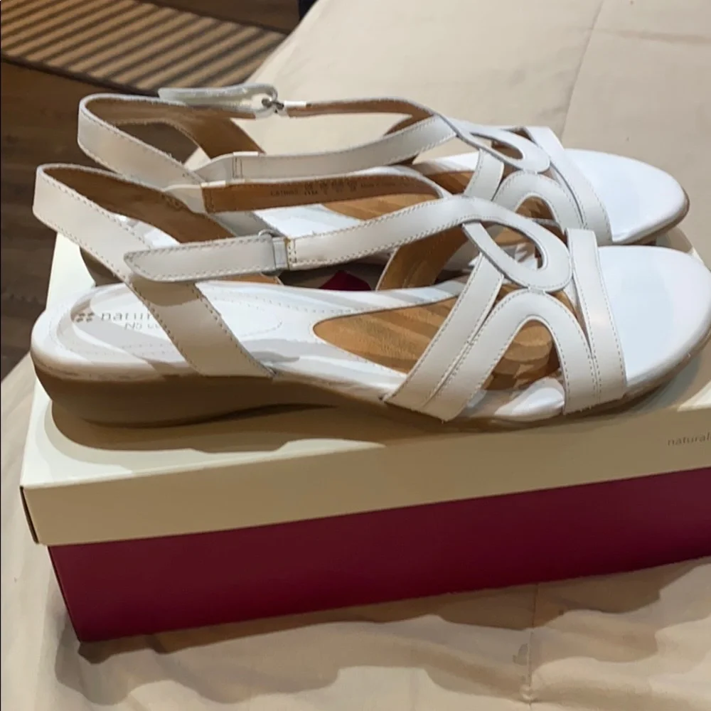 Naturalizer White Leather Slingback Sandals - Picture 5 of 10